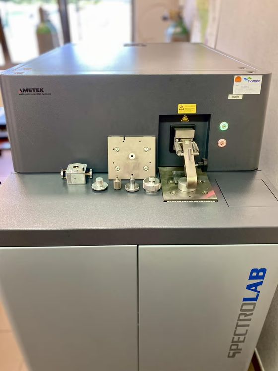 Spectrolab S laboratory spectrometer with sample adapters in the Metal Spark laboratory